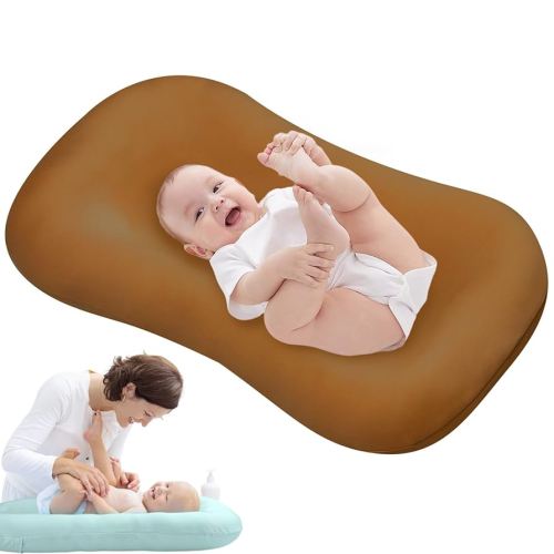 Baby Lounger Pillow for Newborn, Snuggle Organic Lounger for Baby, Soft Cotton Breathable Baby Nest Sleeper (Brown,85x45cm/33.5x17.7in)