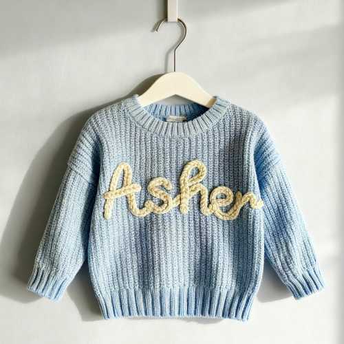 Personalized Name Baby Sweater/Custom Embroidered Baby Knit Sweater/Baby Sweater With Name/Gift For Daughter/Baby Shower Gift/Baby Jumper