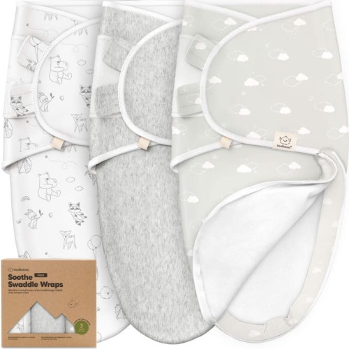 KeaBabies 3-Pack Soothe Zippy Swaddle Wrap, Large, Aspire