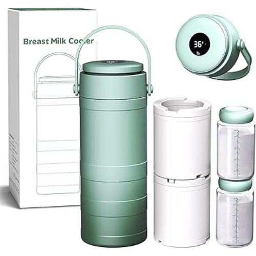 Portable Breast Milk Cooler with Temp Display, 20oz Breastfeeding Essentials, 360° All-Round Cooling Keeps Milk Fresh for 24 Hours, for Travel Outdoor Mom and Dad