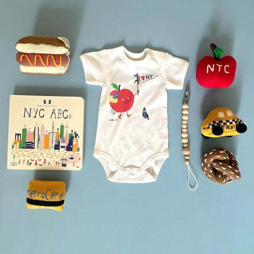 "I Love NY" Baby Gift Set-Rattles, Onesie, Pacifier Clip, & Baby Book