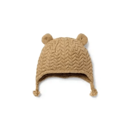 Baby Caramel Heather Baby Herringbone Knit Bear Ear Beanie by Janie and Jack