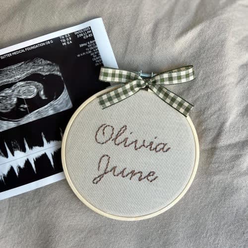 Simple, Custom Baby Name Announcement sign, Hand Embroidered Hoop, Name Announcement, Nursery Decor, Boy Name, Girl Name, Baby Shower Gift