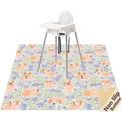 Splat Mat for Under High Chair/Arts/Crafts, Waterproof and Anti-Slip Splash Mat Floor Protector, Washable Highchair Floor Mat, 51 Inch Reusable Messy Mat and Baby Feeding Table Cloth