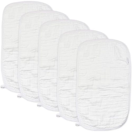 HonestBaby Baby 5-Pack Organic Cotton Multi-Layer Muslin Burp Cloths - 5-pack Bright White - One Size