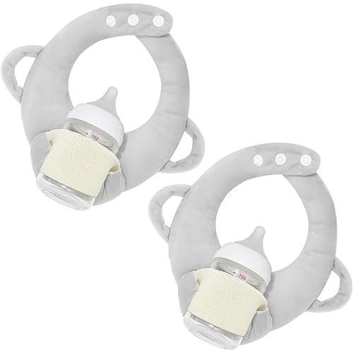 2 Pack Baby Bottle Holder, Nursing Pillow for Breastfeeding,Infant Bottle Holder,Twin Baby Feeding Pillow,Infant Bottle Propper with Adjustable Waist Strap,Newborn Essentials(Gray)