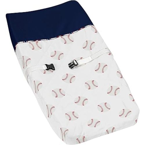 Sweet Jojo Designs Red, White and Blue Changing Pad Cover for Baseball Patch Sports Collection