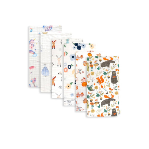 Maliton Muslin Burp Cloths for Baby Girl 6 Pack Large 20''x10'' 100% Cotton Burp Rags Absorbent and Soft 6 Layers Muslin Cloth Baby Boy Newborn Essentials Must Haves(Fairy Tale, Pack of 6)