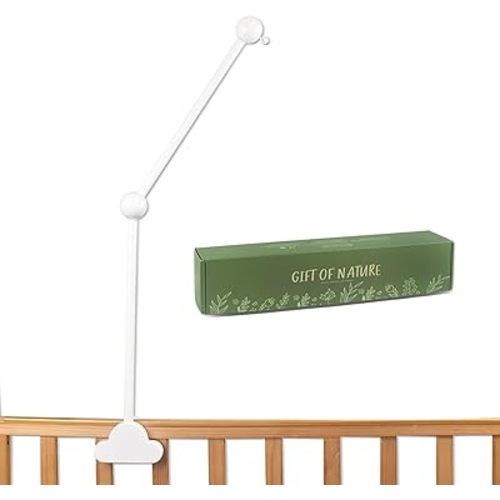 27 Inches Crib Mobile Arm - 360 Rotating, White Wooden, Adjustable Accessories, Safe Anti-Slip Set, Mobile Holder