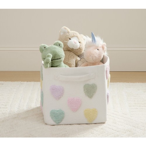 Embroidered Hearts Utility Storage Bin