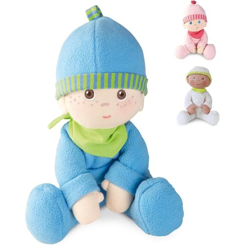 HABA Snug-Up Soft Plush Luis First Baby Doll 8" - Perfect Newborn and Infant Toy, Small Machine-Washable Baby Essentials, Ideal Boy Doll