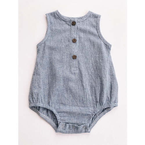 blue gingham tank romper