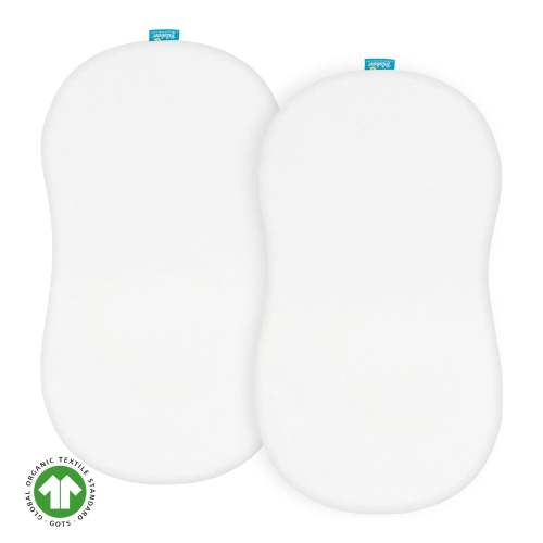 100% Organic Cotton Bassinet Sheets Compatible with Halo Bassinet Swivel, Flex, Glide Sleeper- 2 Pack, White