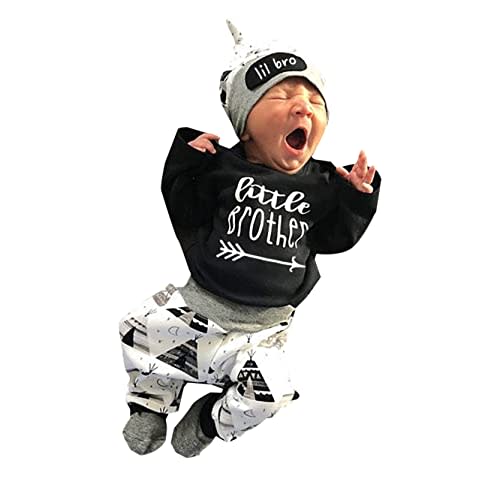 Aoswep Newborn Infant Baby Clothes Long Sleeve Romper + Pants + Hat 3PCS Outfits Set