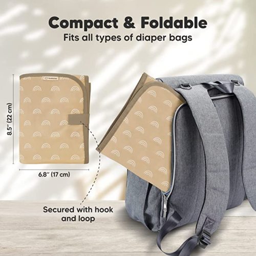 Portable Diaper Changing Pad - Waterproof Baby Changing Pad, Compact Travel Changing Pad for Diaper Bag, Washable Changing Pad for Baby, Foldable Baby Changing Mat, Wipeable Change Pad (Rainbow)