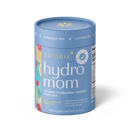 Boobie Hydromom Breastfeeding Supplement for Pregnancy and Lactation Drink Blue Raspberry Lemonade, 10 Count