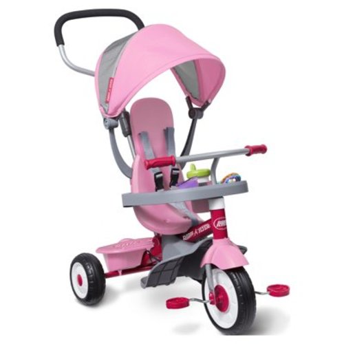 Radio Flyer 4 in 1 Stroll N Trike Infant & Toddler Adjustable Stroller Trike Bicycle, Pink