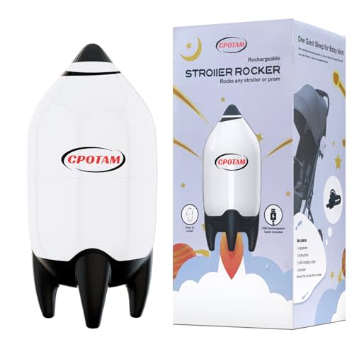 CPOTAM Vibrating Baby Stroller Rocker Rechargeable, Portable Baby Sleep Soother Aid Rocks Any Stroller, Buggy and Small Crib, Adjustable Speed, Fits All Pushchairs, Prams, Stroller