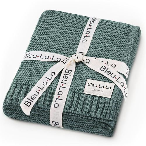 Heritage Knit 100% Organic Cotton Baby Swaddle Blanket for Boys and Girls - Soft Warm Cozy Unisex Receiving Cuddle Crib Blanket for Newborns, Infants & Toddlers (Hunter Green, 0-2 Years)