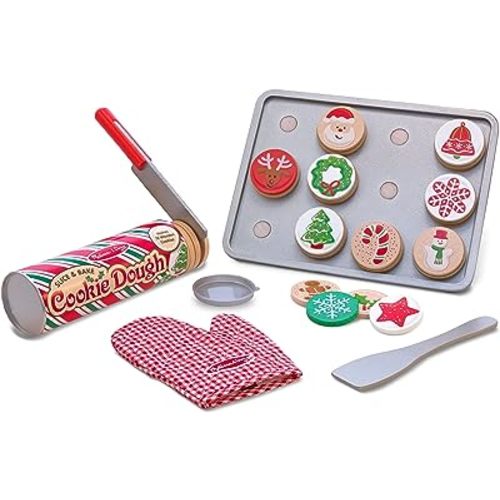 Melissa & Doug Slice and Bake Wooden Christmas Cookie Play Food Set