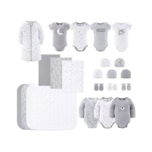 Baby Boys Newborn Shower Gift Set Layette Essentials, Grey, White