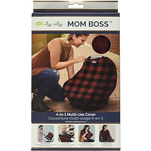 Itzy Ritzy 4-in-1 Nursing Cover, Car Seat Wrap, Shopping Cart Cover & Infinity Scarf – Breathable, Multi-Use Nursing Cover-Up for Breastfeeding, Carseat Canopy & Stroller Covering (Buffalo Plaid)