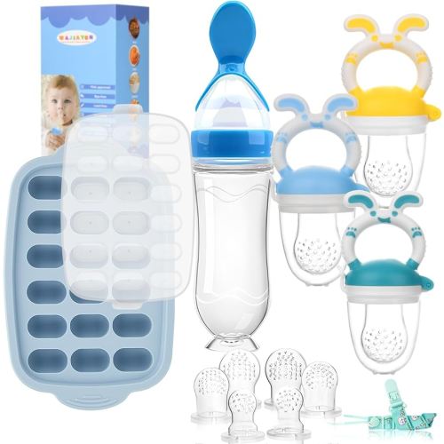 Food Feeder Baby Fruit Feeder Baby Breastmilk Popsicle Molds-& Baby Fruit Feeder-WAJIAYON Silicone Baby Food Freezer Tray,Baby Food Pacifier Feeder and Teether Easter Bunny Gifts for Boys and Girls