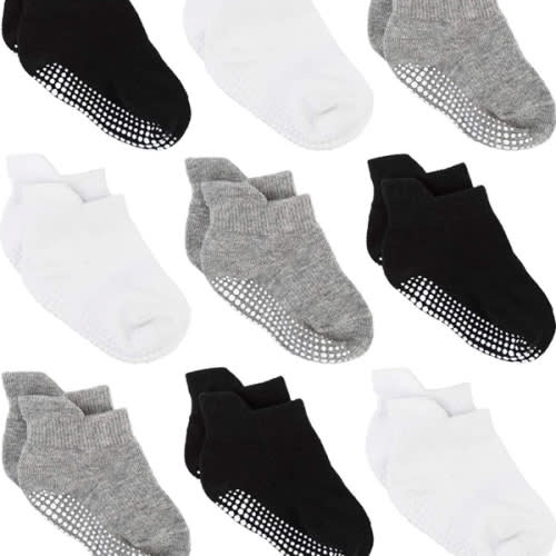 Zaples Baby Non Slip Grip Ankle Socks with Non Skid Soles for Infants Toddlers Kids Boys Girls