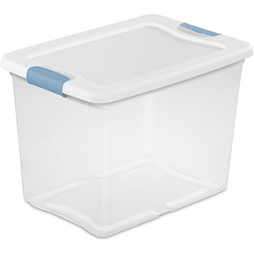 Sterilite 6-Pack Stackable Storage Bin with Lid, Clear Plastic Design, 25 Quart