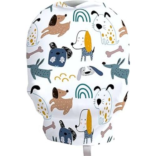Baby Car Seat Cover - Breastfeeding Baby Nursing Cover Carseat Canopy - Multifunctional Stretchy Soft Baby Car Seat Cover for Girl and Boy - Gender Neutral
