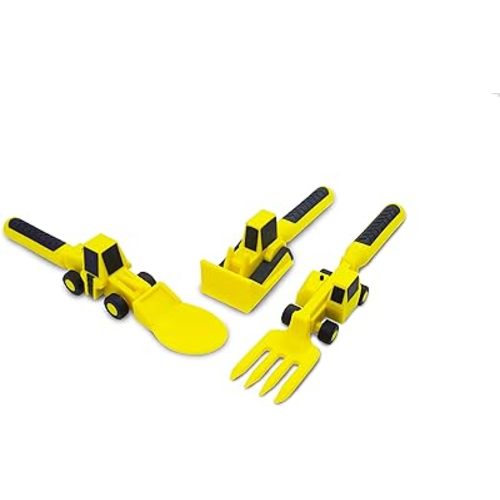 Constructive Eating - Toddler Construction Utensils Made in USA - Silverware for Toddlers - Utensils for Kids - Constructive Eating Utensil Set