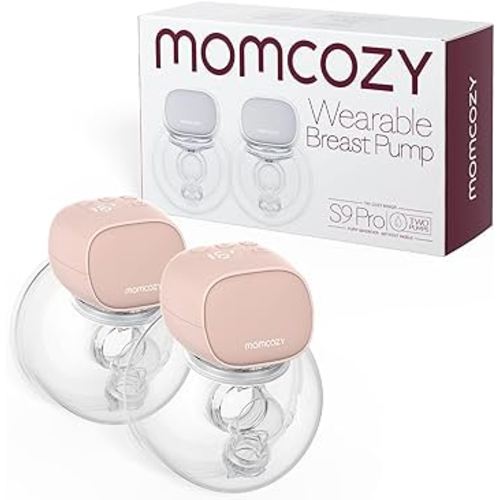 Momcozy Hands Free Breast Pump S9 Pro Updated, Wearable Breast Pump of Longer Battery Life & LED Display, Double Portable Electric Breast Pump with 2 Modes & 9 Levels - 24mm, 2 Pack Pink