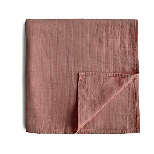 mushie Muslin Baby Swaddle Blanket | 100% Organic Cotton (Cedar)
