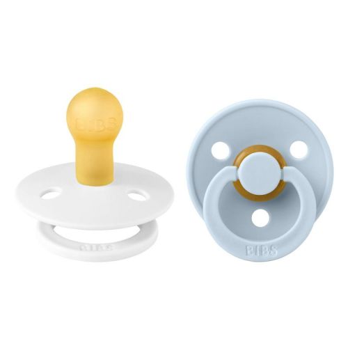Bibs Colour Latex Pacifier - 0-6 Months - Size 1 - 2pk - White/Baby Blue