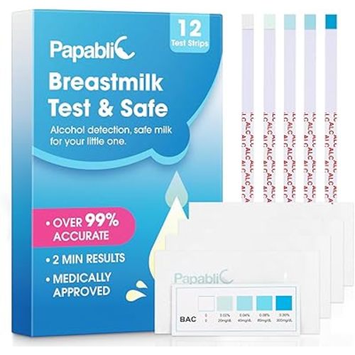 Papablic Alcohol Test Strips for Breastmilk, Quick Results in 2 Minutes Breast Milk Alcohol Test Strips for Breastfeeding Moms at Home Holiday Party, 12Pcs