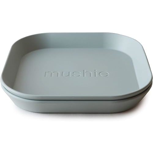 mushie Square Dinnerware Plates for Kids | Made in Denmark, Set of 2 (Sage)