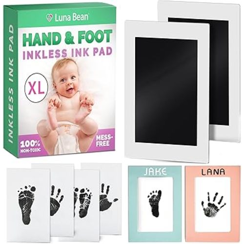 Luna Bean 4-Pack Baby Footprint Kit - Babys First Christmas - Ink Pad for Baby Hand and Footprints - Non-Toxic Baby Keepsake - Dog Paw Print Kit (13pcs), Stocking Stuffers