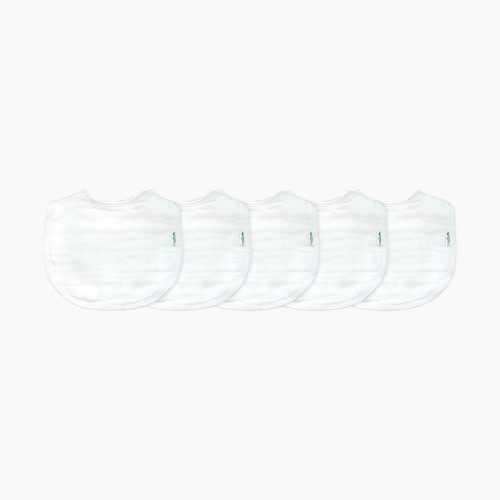 GREEN SPROUTS Organic Muslin Bibs (5 Pack) - White Set