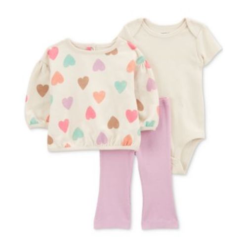 Baby Girls Hearts Pullover Top, Bodysuit & Flare Pants