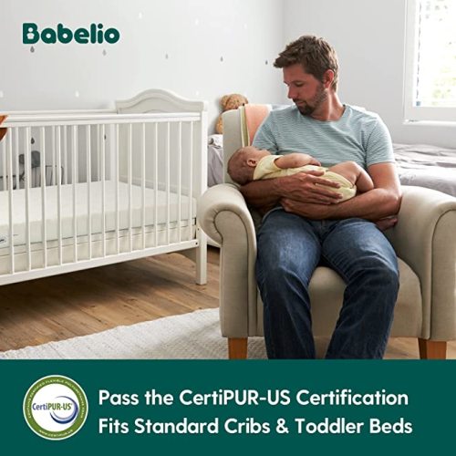 BABELIO Breathable Crib Mattress, Dual-Sided Memory Foam Toddler Mattress, Waterproof Baby Mattresses for Crib and Toddler Bed, Removable and Machine Washable Mattress Cover, 52" x 27" - Cloud 1-basic