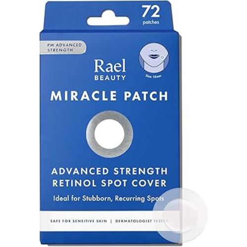 Rael Pimple Patches, Miracle Retinol Spot Cover - Hydrocolloid Acne Patch for Face, Absorbing Zits & Blemishes, PM Advanced Treatment, Facial Sticker (72 Count)