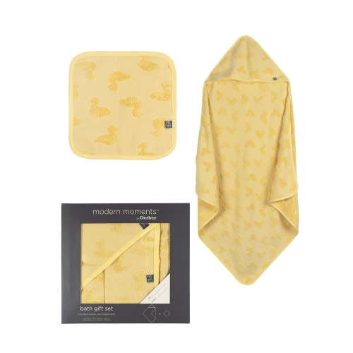 Modern Moments By Gerber Gender Neutral Hooded Towel and Washcloth Gift Set, 2-Piece, One Size