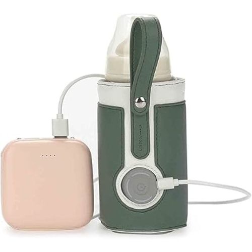 Bottle Warmer Bag Portable Baby Bottle Warmer Leather Three Gears Adjustable Heated Bottle Bag Car Portable Thermostat Heating Cup Cover (e)