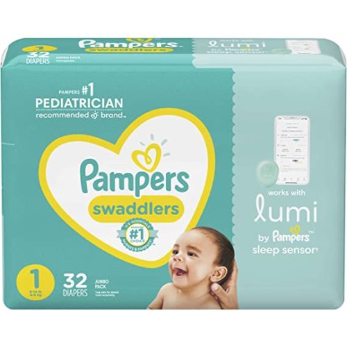Lumi by Pampers, Size 1 Diapers, Jumbo - Compatible with Lumi Sleep System (Sold Separately), 32 Count