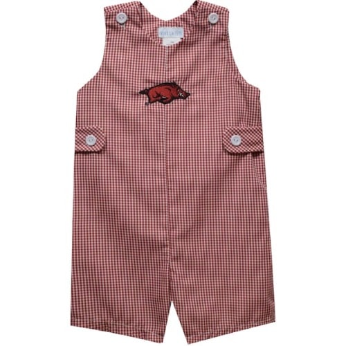 Arkansas Razorbacks Vive La Fete Infant Gingham Jon Jon Romper - Cardinal