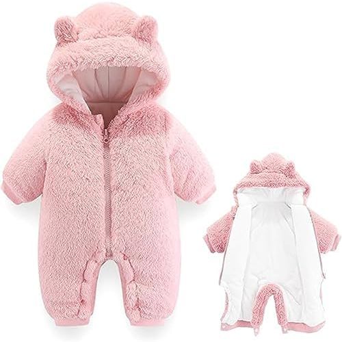 AiWMGL Baby Bear Onepiece Outfit Suit Newborn Fleece Jumpsuit Romper Hooded Warm Winter Snowsuit Clothes Boy Girl 0-12 months