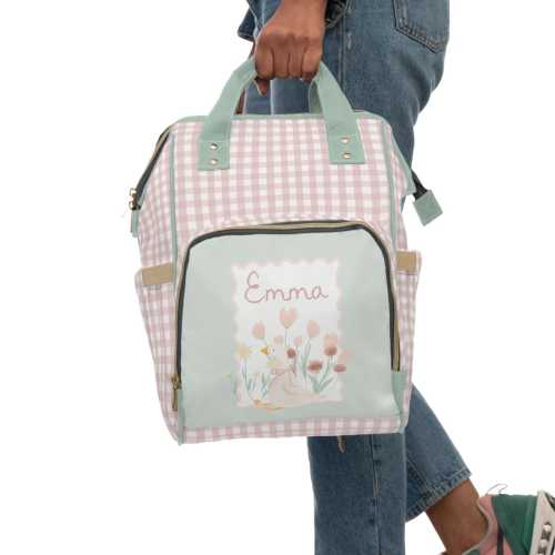 Personalized Baby Diaper Backpack: Mother Goose Tulip Meadow