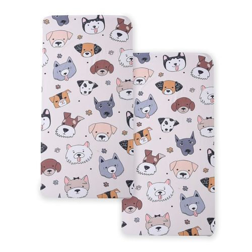 KWLOVER Soft Doggy Printed Fabric Crib Sheet for Boys Girls,2 Pack Crib Mattress Sheets or Toddler Bed Sheet, Baby Bassinet Sheets Fitted Crib Sheet (Cream)