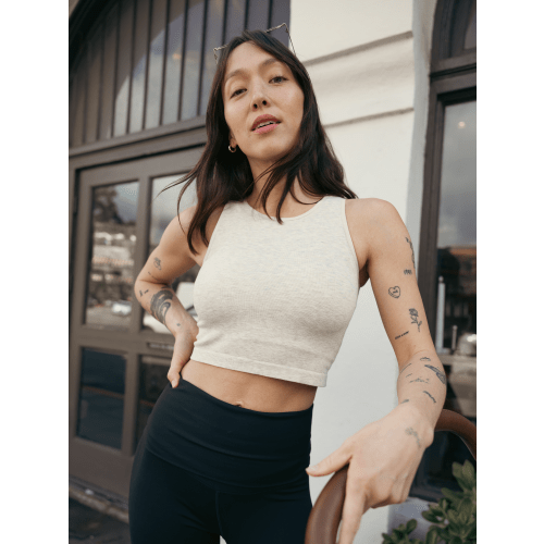 Sublime® Bamboo Maternity & Nursing Longline Bra Top | Oatmeal Heather