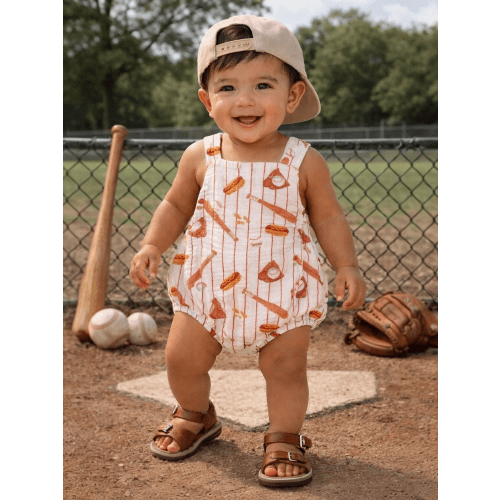 Muslin Retro Sunsuit, Baseball Game – SpearmintLOVE